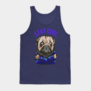 Stay Cool Pug Dogs Illustration Tank Top